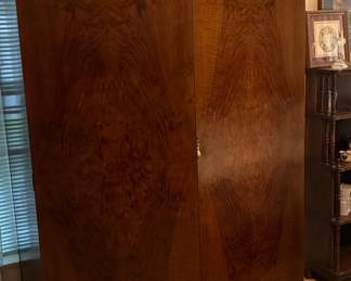 Art Deco Walnut Wardrobe Armoire