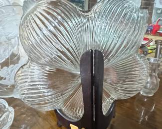 Vintage Arcoroc Fleur Pattern Glass Relish Dish with Stand second image