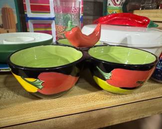 Clay Art Chili Pepper Chip and Dip Server third image