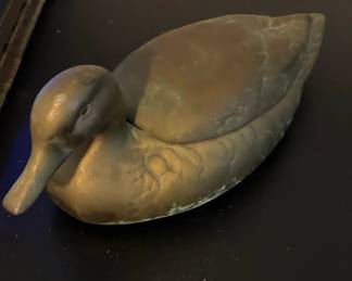 Vintage Brass Duck Trinket Box