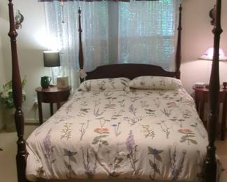 Mahogany Rice Carved Four Poster Bed