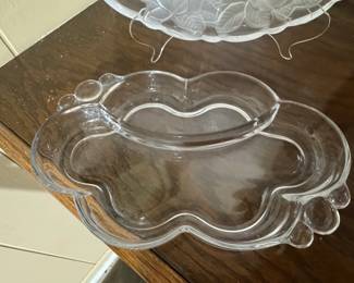 Clear Glass Clover Leaf Divided Serving Dish