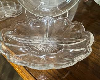 Clear Glass Fan or Sunburst Pattern Relish Dish