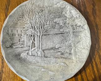 Wendell August Forge HandHammered Aluminum Plates Strawberry and Covered Bridge Designs third image