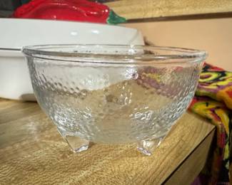 Hammered Glass Footed Bowl
