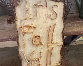 Rustic Its Fall Yall Metal Sign with Oak Leaf Accents