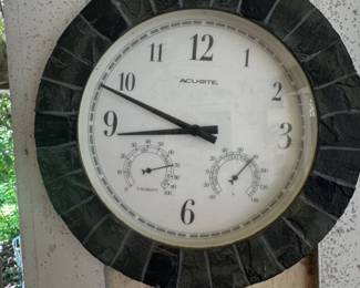 AcuRite Inch Faux Slate Outdoor Clock with Thermometer and Hygrometer