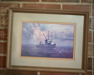 Fishing Boat at Sea Artwork