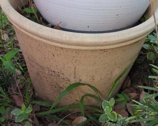 Terracotta Glazed Ceramic Pot with Wavy Band