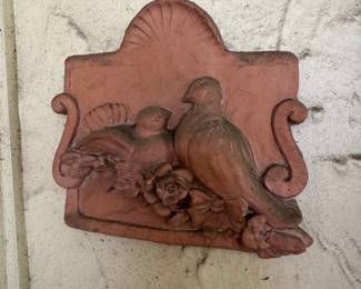 Terracotta Relief Plaque with Doves and Roses HenFeathers