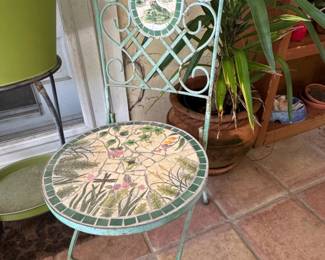 Mosaic Garden Chair and Table Set Pond Scene