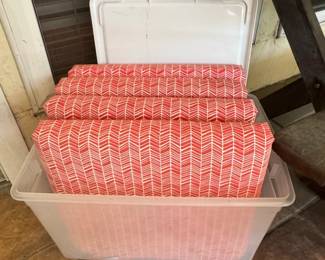 Set of Red and White Herringbone Pattern Tablecloths or Runners