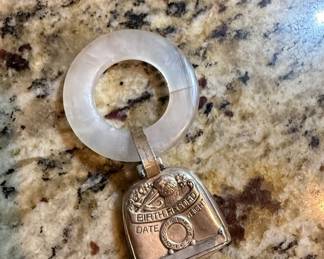Vintage WEB Sterling Silver Birth Record Rattle