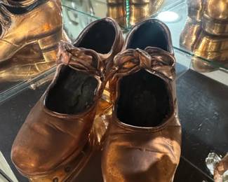 BronzePlated Baby Shoes as Ice Skates Decor