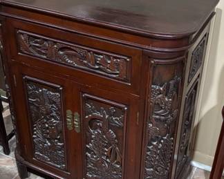 Chinese Carved Rosewood Cabinet
