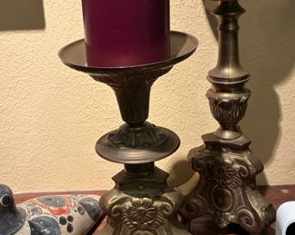 Ornate Brass Candlestick Pair