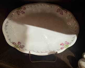 Victorian Era Pink Floral Serving Dish Haviland Limoges