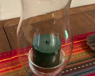 Glass Hurricane Candle Holder with Pillar Candle