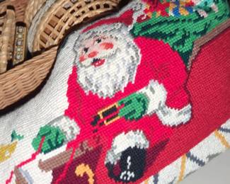 Santa and Reindeer Sleigh Needlepoint Table Runner second image