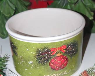 Christmas Ceramic Crock with Peace Ornament Design