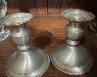 Leonard Genuine Pewter Candlesticks Pair