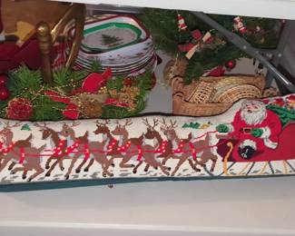 Santa and Reindeer Sleigh Needlepoint Table Runner