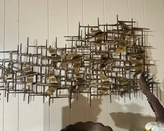 Curtis Jere Metal Wall Sculpture with Birds
