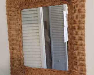 Scalloped Wicker Framed Wall Mirror