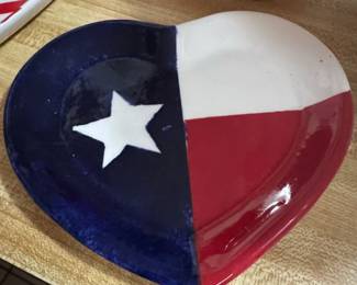 Texas Flag Heart Dish