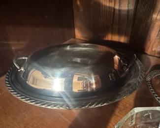 Silver Plated Covered Serving Dish with Tray