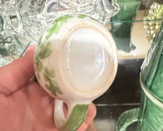 Ceramic Chicken Creamer with Green Floral Motif second image