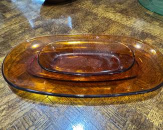Duralex Amber Glass Nested Serving Dish Set