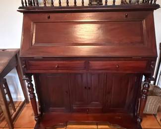 Victorian Walnut Cylinder Roll Top Secretary Desk