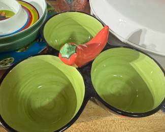 Clay Art Chili Pepper Chip and Dip Server