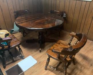6 feet round with set of 4 chairs