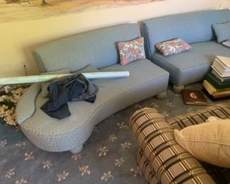 Styalized pair of Sofa with ball feet
