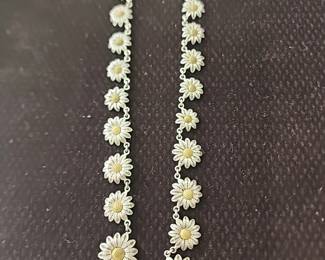 Vintage sterling silver brass filigree sunflower necklace 