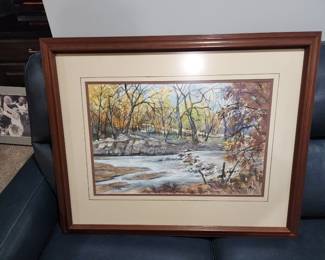 J.R. Hamil, original watercolor of the Arkansas River in Wichita