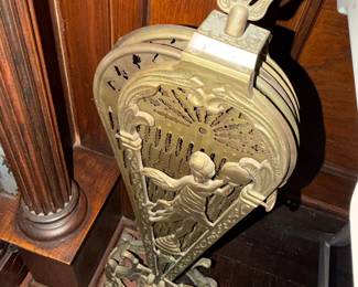 Lovely Brass Fireplace Fan with Peacock design