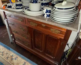 Gorgeous Sideboard with display cabinet above, marble top