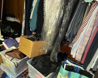 Mens shirts relegated to the basement, but pressed and very nice