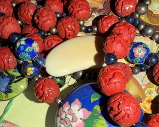 Cloisonne and Cinnabar beads