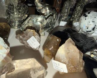 Gold Rutiled Quartz, Citrine from Brazil, Pyrite from Peru