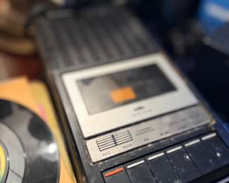 Vintage portable cassette tape recorder