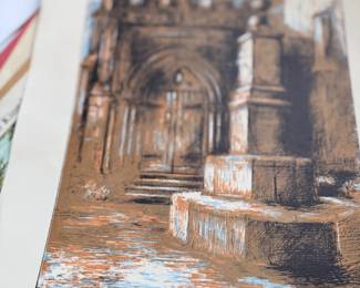 Architectural art print of cathedral arch