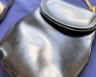 Black leather handbag