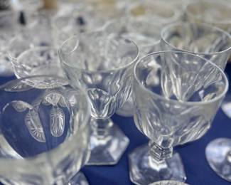Cut crystal goblets and serving dishes