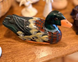 Hand-painted wood mallard duck decoy