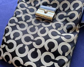 Coach-style signature monogram handbag