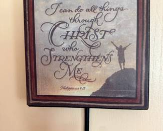 Framed scripture plaque with wall hook